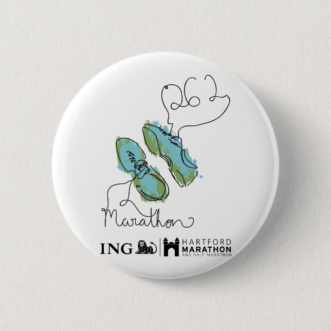 Badge Rond 5 Cm Marathon de Hartford : Chaussures (Devant)