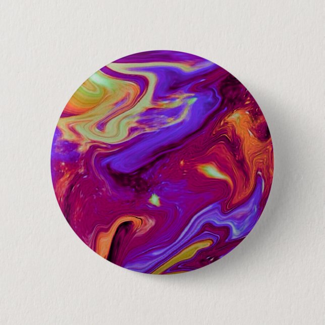 Badge Rond 5 Cm Marbre, Bleu, Violet, Jaune (Devant)