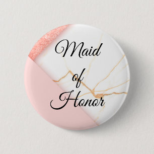 Badge Rond 5 Cm Marbre moderne rose et or fait d'honneur