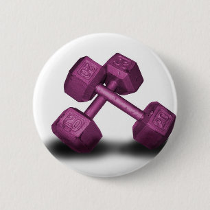 Badge Rond 5 Cm Marchandises roses d'haltères