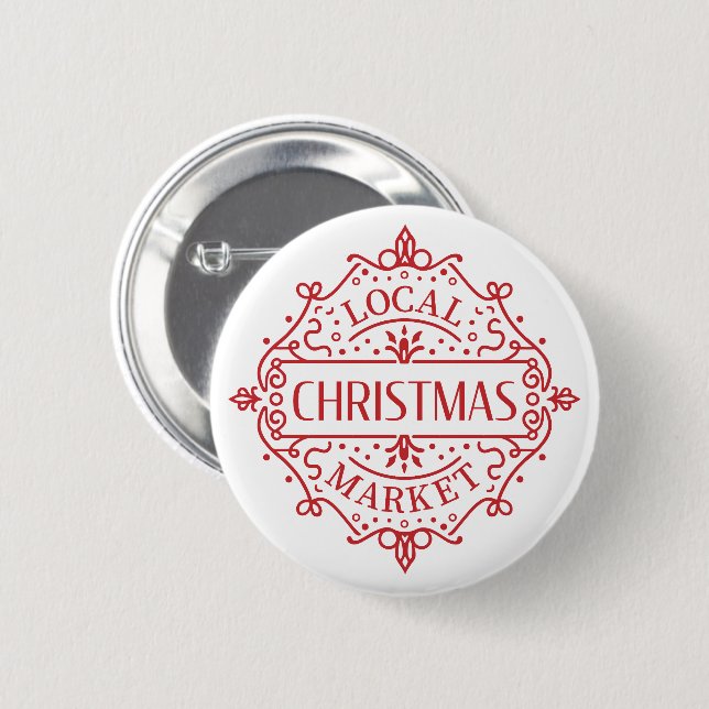 Badge Rond 5 Cm Marché de Noël local (Devant & derrière)