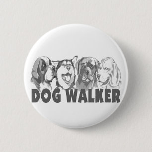 Badge Rond 5 Cm Marcheur de chien