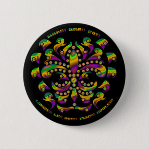 Badge Rond 5 Cm Mardi gras 2011 V-1 de Fleur de lis