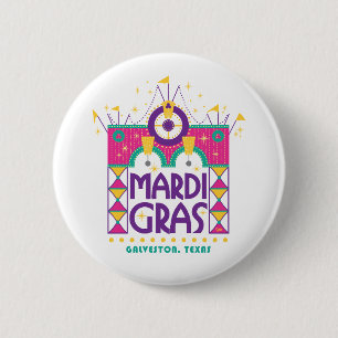 Badge Rond 5 Cm Mardi Gras Arch, Galveston, Texas