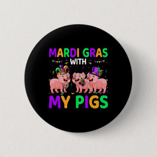 Badge Rond 5 Cm Mardi Gras Avec Mes Cochons Trois Petits Porcs Mas