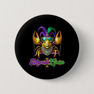 Badge Rond 5 Cm Mardi Gras Crawfish Party Costume Masque Plumes Be