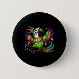 Badge Rond 5 Cm Mardi Gras Parrot - Festive Party Bird