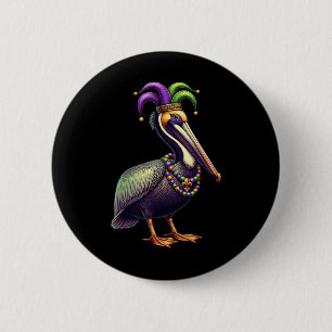 Badge Rond 5 Cm Mardi Gras Pelican Louisiana Amoureux des animaux