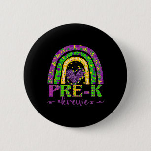 Badge Rond 5 Cm Mardi Gras Professeur Pré-k Krewe Rainbow Leopard 