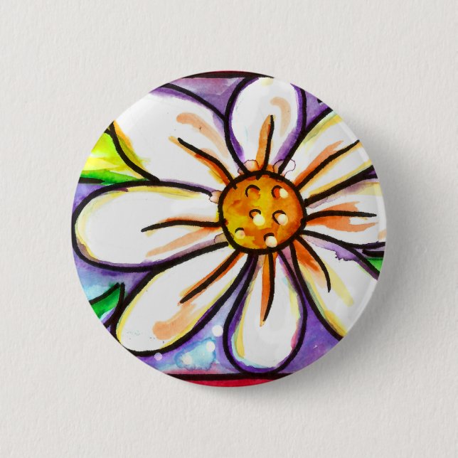 Badge Rond 5 Cm Marguerite (Devant)