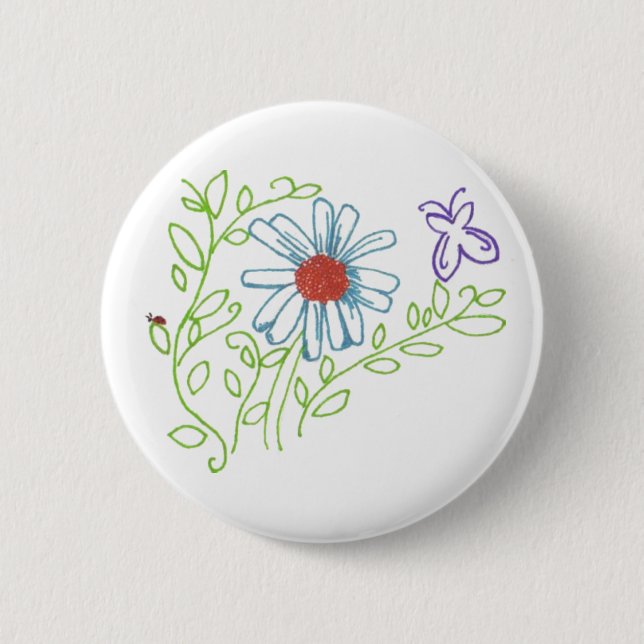 Badge Rond 5 Cm Marguerite avec la coccinelle (Devant)