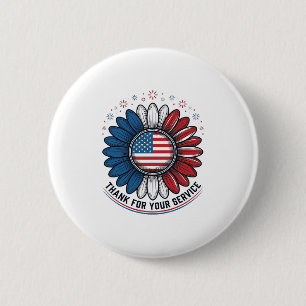 Badge Rond 5 Cm Marguerite Patriotique Merci Pour Votre Conception