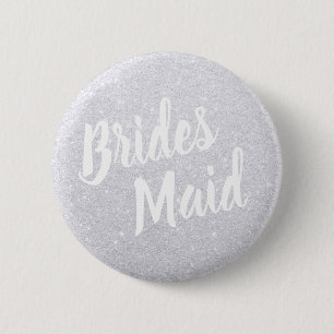 Badge Rond 5 Cm Mariage argenté élégant et moderne de demoisell