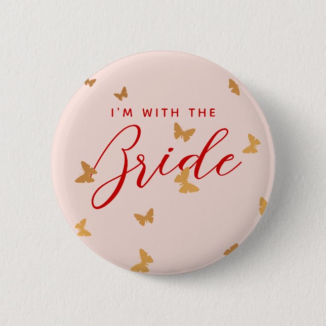 BADGE ROND 5 CM MARIAGE BOUTEILLES D'OR (Devant)