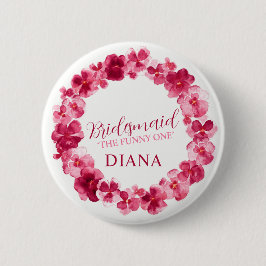 Badge Rond 5 Cm Mariage bridesmaid panser rouge rose fleur personn