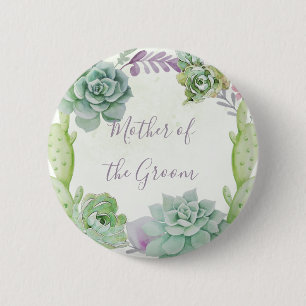 Badge Rond 5 Cm Mariage Cactus succulents Mère de la chambre