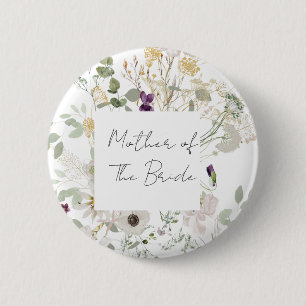 Badge Rond 5 Cm Mariage COLORÉ FLEUR SAUVAGE JAUNE ET PURPLE