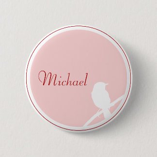 Badge Rond 5 Cm Mariage de Button sur une table (rouge rose)
