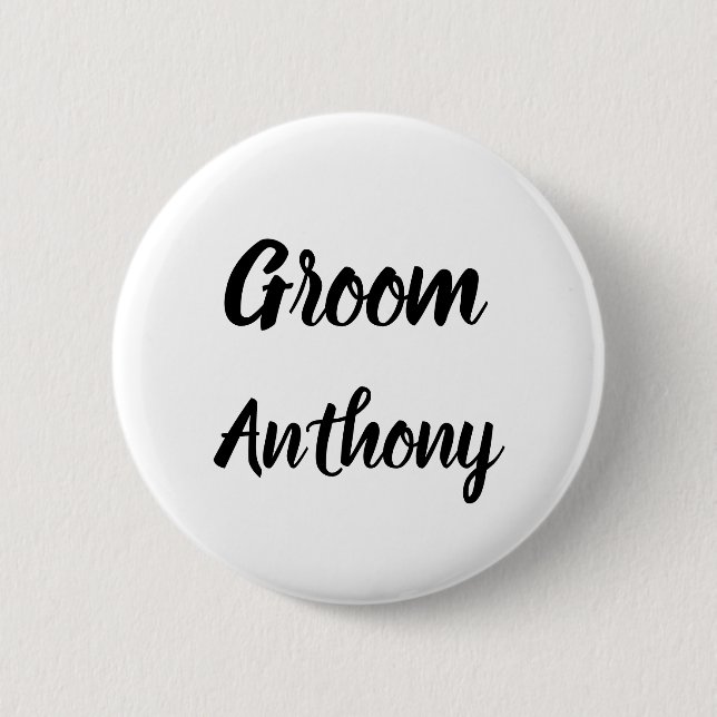 Badge Rond 5 Cm Mariage de cadeaux de Groom Black and White Custom (Devant)