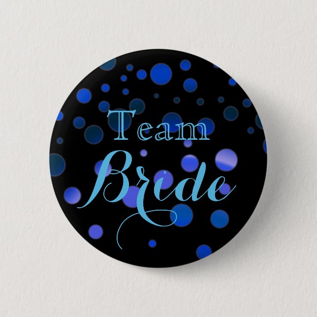 Badge Rond 5 Cm Mariage de l'équipe de Black Blue Parties scintill (Devant)