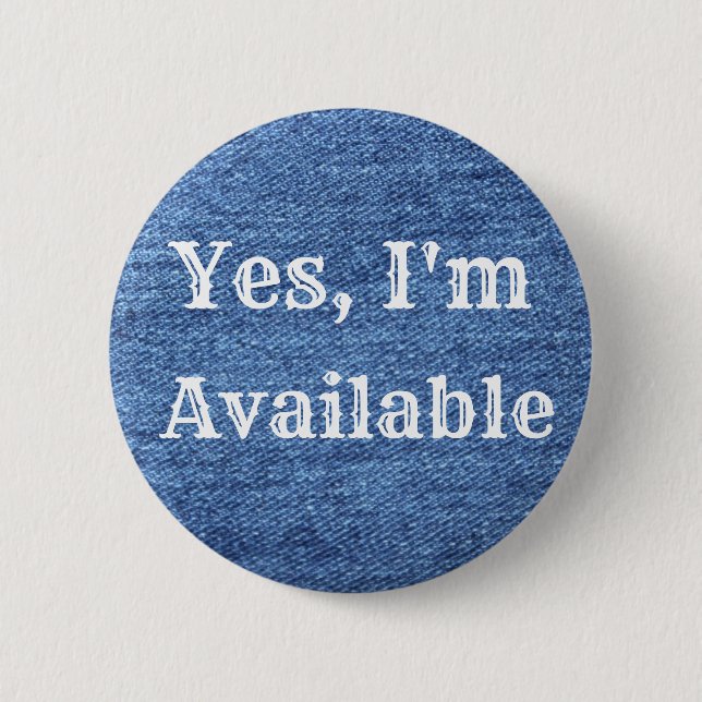 Badge Rond 5 Cm Mariage de thème bleu blanc Denim (Devant)
