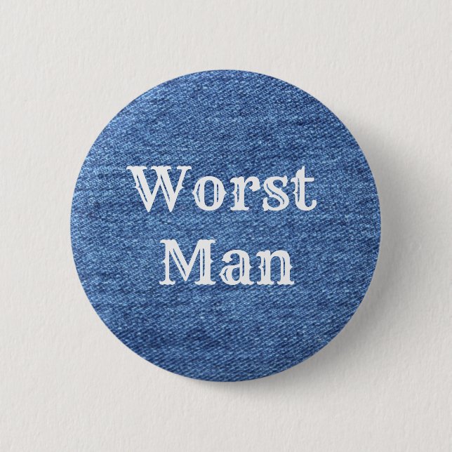 Badge Rond 5 Cm Mariage de thème bleu blanc Denim (Devant)