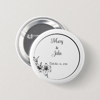 Badge Rond 5 Cm Mariage d'élégance sophistiqué Keepsaké