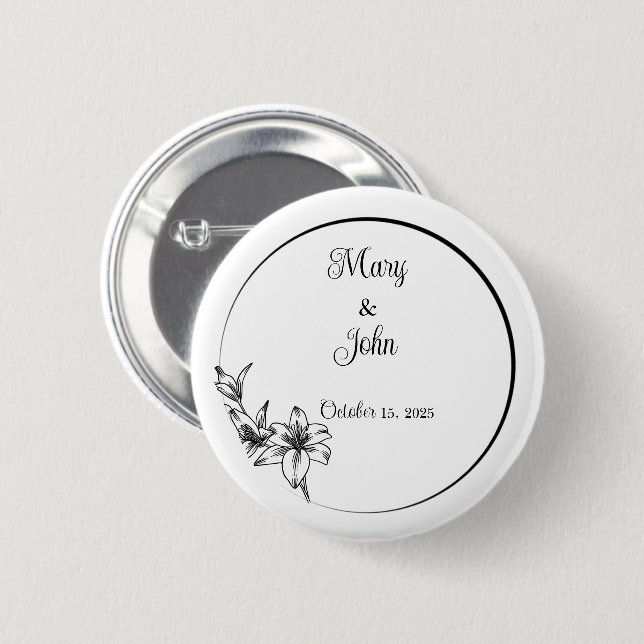 Badge Rond 5 Cm Mariage d'élégance sophistiqué Keepsaké (Devant & derrière)