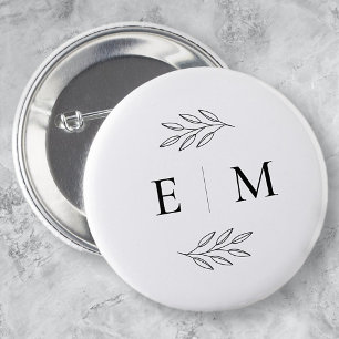 Badge Rond 5 Cm Mariage Élégant Chic Moderne Simple Chic Monogramm
