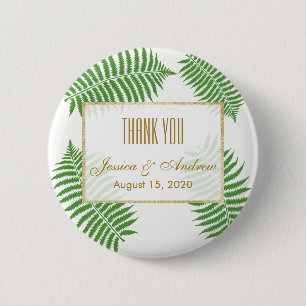 Badge Rond 5 Cm Mariage Élégant et Stylé de Fougère