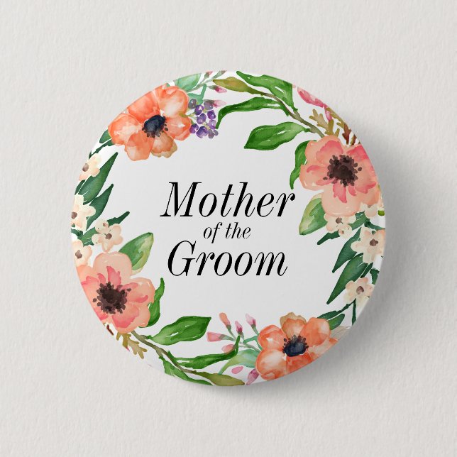 Badge Rond 5 Cm Mariage nuptiale de partie de Boho (Devant)