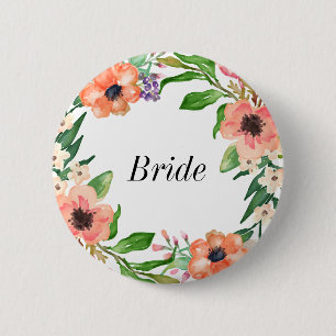 Badge Rond 5 Cm Mariage nuptiale de partie de Boho