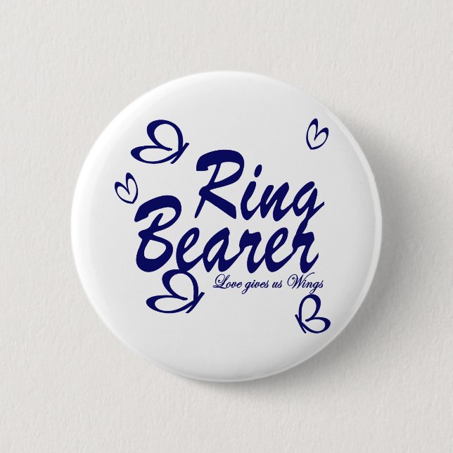 Badge Rond 5 Cm Mariage papillon/ Porteur d'anneau (Devant)