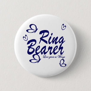 Badge Rond 5 Cm Mariage papillon/ Porteur d'anneau