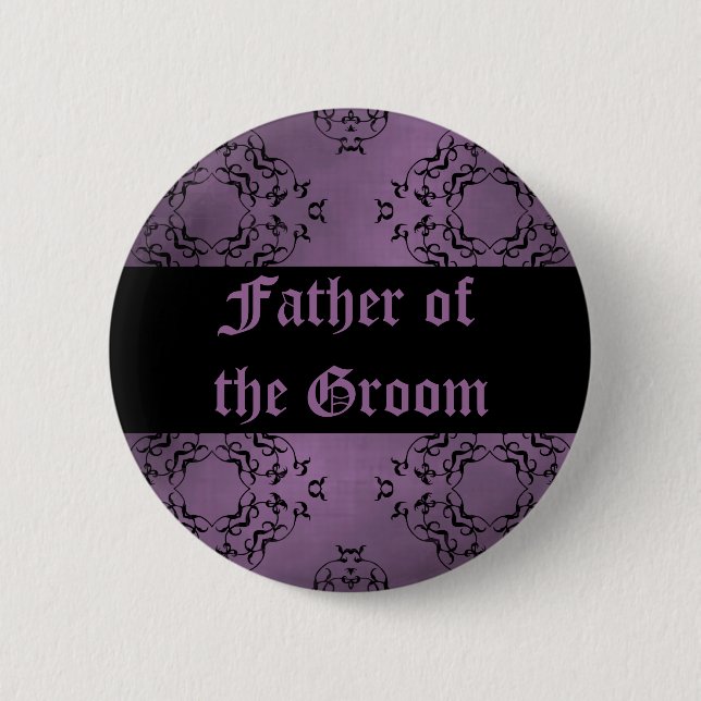 Badge Rond 5 Cm Mariage pourpre Père de la chambre (Devant)
