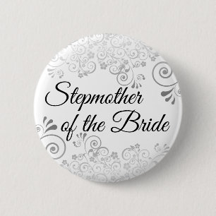 Badge Rond 5 Cm Mariage Stepmère de la mariée Silver Frills
