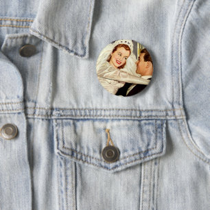 Badge Rond 5 Cm Mariage vintage Nouveaux mariés, Mariée heureuse e
