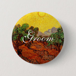Badge Rond 5 Cm Mariages, Vincent van Gogh Olive Trees