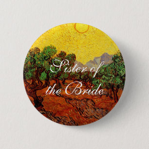 Badge Rond 5 Cm mariages. Vincent van Gogh Oliviers