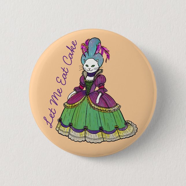 Badge Rond 5 Cm Marie Antoinette chat Rococo Baroque Style Gâteau (Devant)