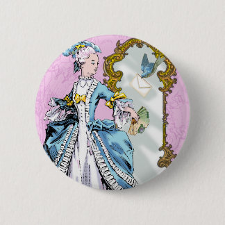 Badge Rond 5 Cm Marie Antoinette et Bluebird