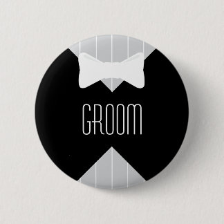 Badge Rond 5 Cm Marié Bowtie et rayures