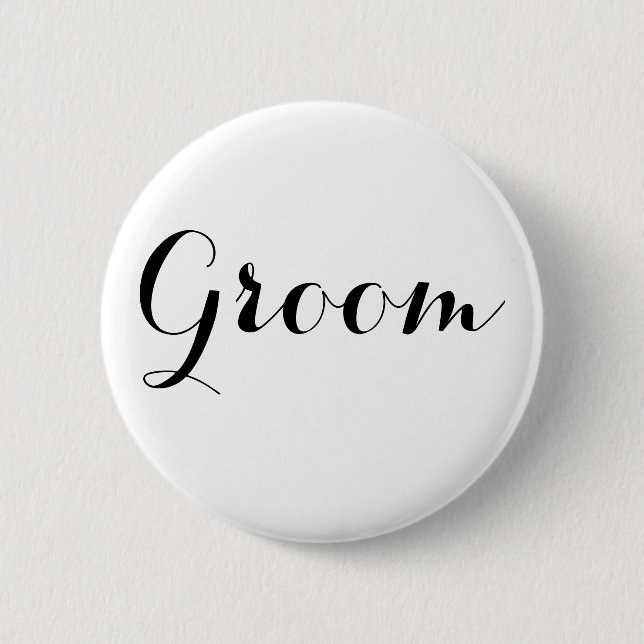 Badge Rond 5 Cm Marié d'équipe de mariage d'or blanc (Devant)