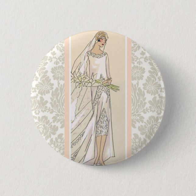 Badge Rond 5 Cm Mariée Art déco (Devant)