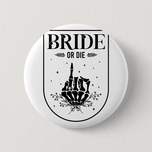 Badge Rond 5 Cm Mariée d'Halloween ou mourir Gothique Enterrement  (Devant)