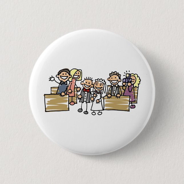 Badge Rond 5 Cm Mariée Et Mariée Se Marier (Devant)
