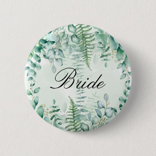 Badge Rond 5 Cm Mariée eucalyptus verdure forêt boisée