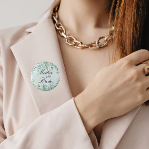 Badge Rond 5 Cm Mariée mère eucalyptus verdure forêt 