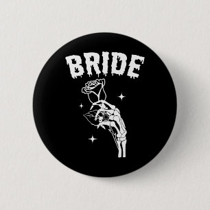 Badge Rond 5 Cm Mariée Skeleton Mariage main Halloween Couples Mat