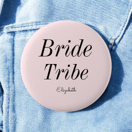 Badge Rond 5 Cm Mariée Tribu Rose Pâle Bouton de Mariage Noir